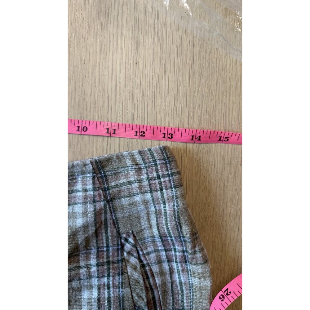 Veronica Beard Jazmin Short Size 4 Plaid Sage Multi Linen Flat Front $378 - Picture 7 of 12